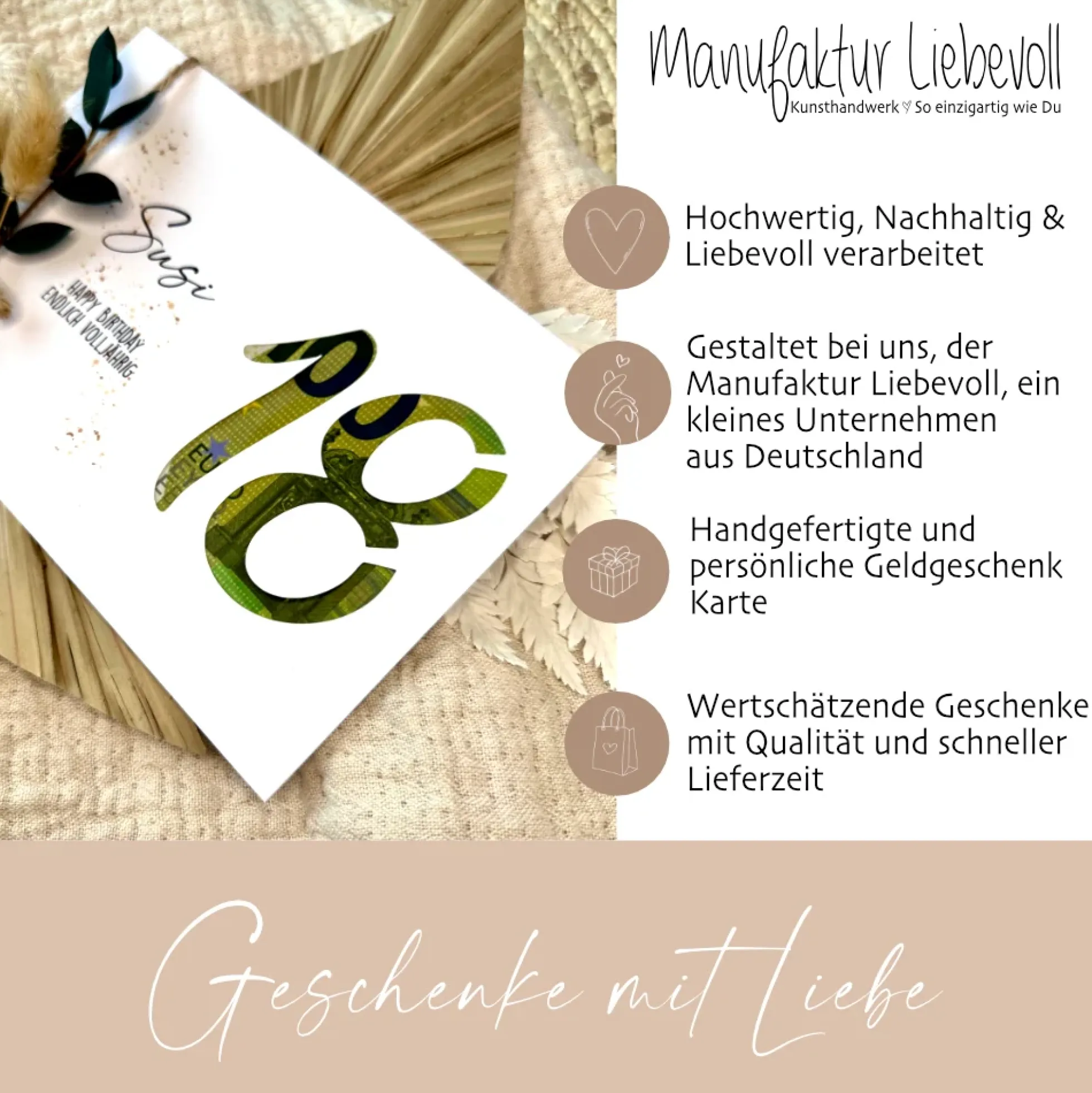 Geldgeschenk Karte zum 18. Geburtstag I persönliche Glückwunschkarte I Personalisiertes Geburtstagsgeschenk I Geld verschenken