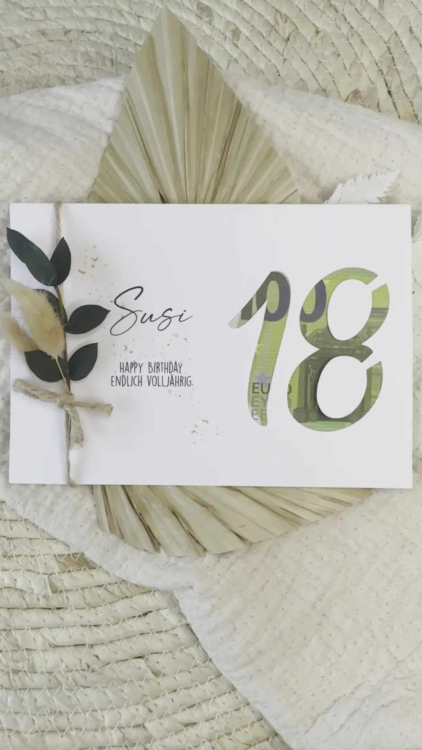 Geldgeschenk Karte zum 18. Geburtstag I persönliche Glückwunschkarte I Personalisiertes Geburtstagsgeschenk I Geld verschenken