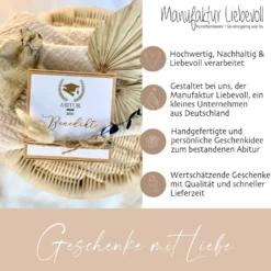 Geldgeschenk zum Abitur, personalisiertes Abi Geschenk mit Karte, Glückwunsch Spruch und Jutebeutel in Geschenkbox als Geschenkidee für Abiturienten