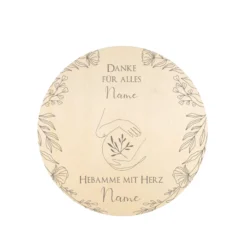 Geschenk für die Hebamme | Personalisiertes Dankeschön nach der Geburt | Dankeschön aus Holz mit Namen