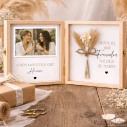 Geschenk Freundin personalisiert | Beste Freundin Geschenk Geburtstag Weihnachten | Fotogeschenk Holzbox mit Namen I Dankeschön Freundin