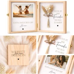 Geschenk Freundin personalisiert | Beste Freundin Geschenk Geburtstag Weihnachten | Fotogeschenk Holzbox mit Namen I Dankeschön Freundin