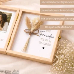 Geschenk Freundin personalisiert | Beste Freundin Geschenk Geburtstag Weihnachten | Fotogeschenk Holzbox mit Namen I Dankeschön Freundin
