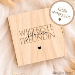 Geschenk Freundin personalisiert | Beste Freundin Geschenk Geburtstag Weihnachten | Fotogeschenk Holzbox mit Namen I Dankeschön Freundin