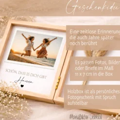 Geschenk Freundin personalisiert | Beste Freundin Geschenk Geburtstag Weihnachten | Fotogeschenk Holzbox mit Namen I Dankeschön Freundin