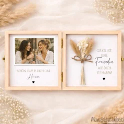 Geschenk Freundin personalisiert | Beste Freundin Geschenk Geburtstag Weihnachten | Fotogeschenk Holzbox mit Namen I Dankeschön Freundin