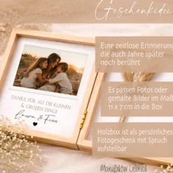 Geschenk Mama Papa personalisiert | Muttertagsgeschenk & Vatertagsgeschenk | Geburtstagsgeschenk Eltern | Fotogeschenk Holzbox