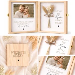 Geschenk Mama Papa personalisiert | Muttertagsgeschenk & Vatertagsgeschenk | Geburtstagsgeschenk Eltern | Fotogeschenk Holzbox