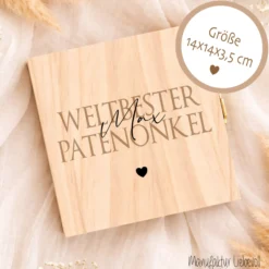 Geschenk Patentante Patenonkel personalisiert | Taufe Geschenk Patentante Patenonkel | Fotogeschenk Holzbox mit Namen Nichte Neffe Geschenk