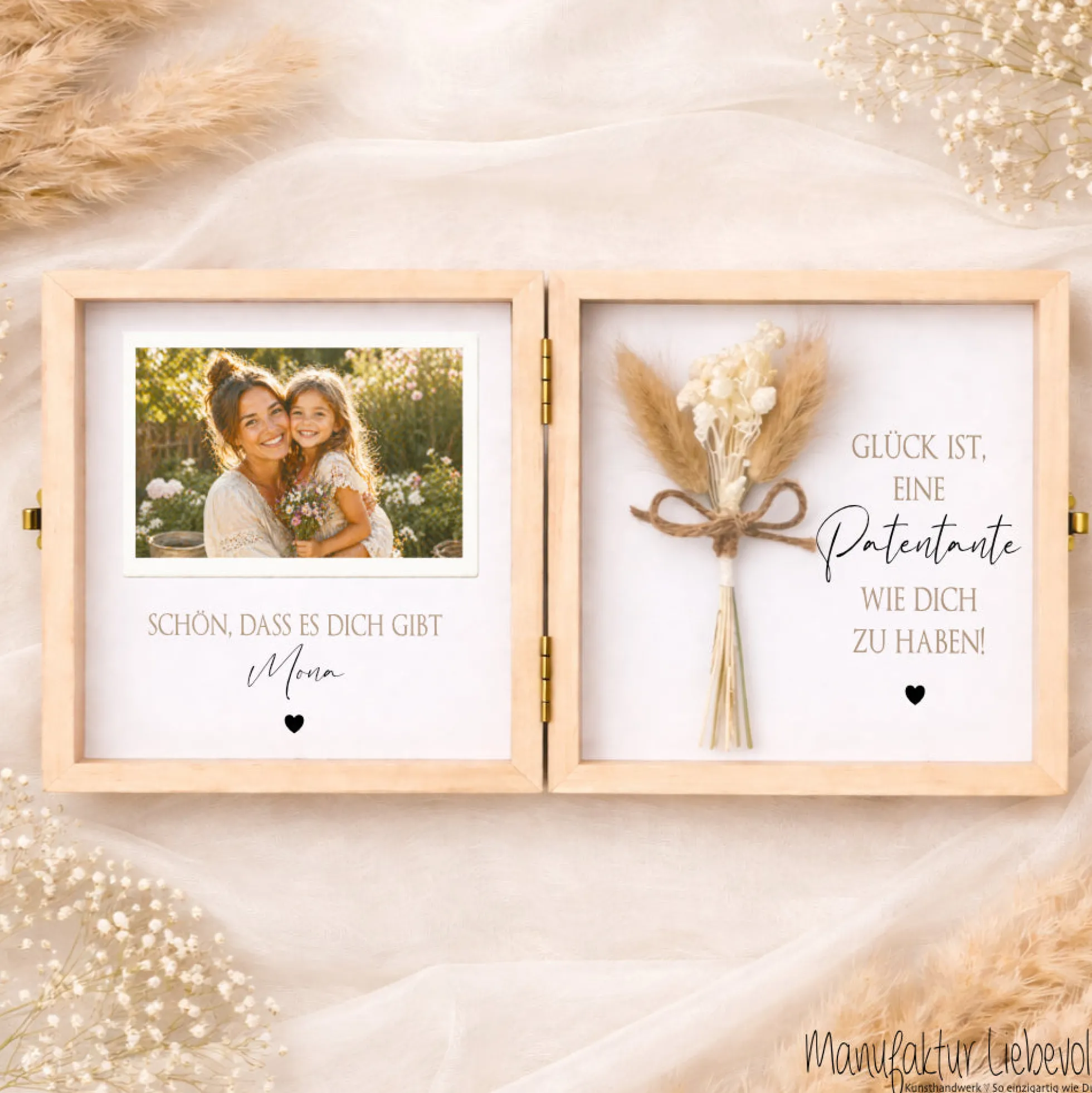 Geschenk Patentante Patenonkel personalisiert | Taufe Geschenk Patentante Patenonkel | Fotogeschenk Holzbox mit Namen Nichte Neffe Geschenk