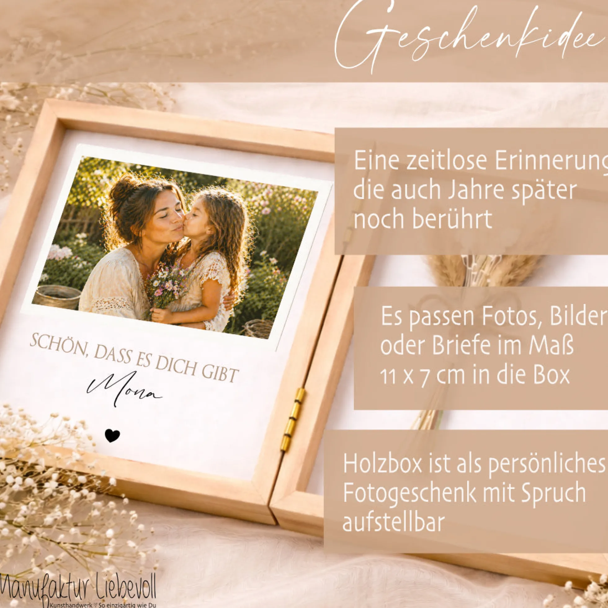 Geschenk Patentante Patenonkel personalisiert | Taufe Geschenk Patentante Patenonkel | Fotogeschenk Holzbox mit Namen Nichte Neffe Geschenk