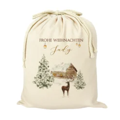Geschenksack Namen Nikolaussack "Winterlandschaft" Kinder Erwachsene Weihnachtsmannsack