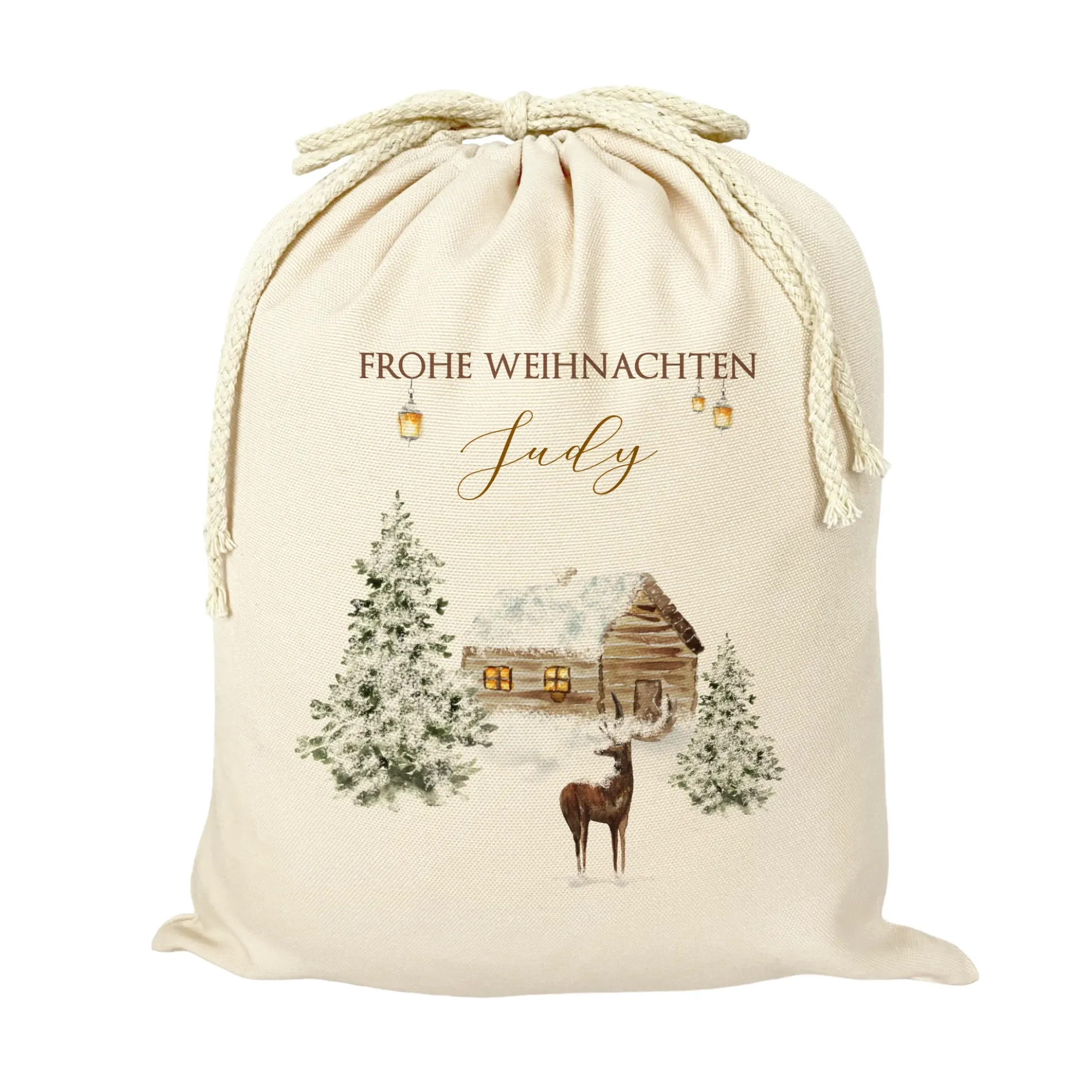Geschenksack Namen Nikolaussack "Winterlandschaft" Kinder Erwachsene Weihnachtsmannsack