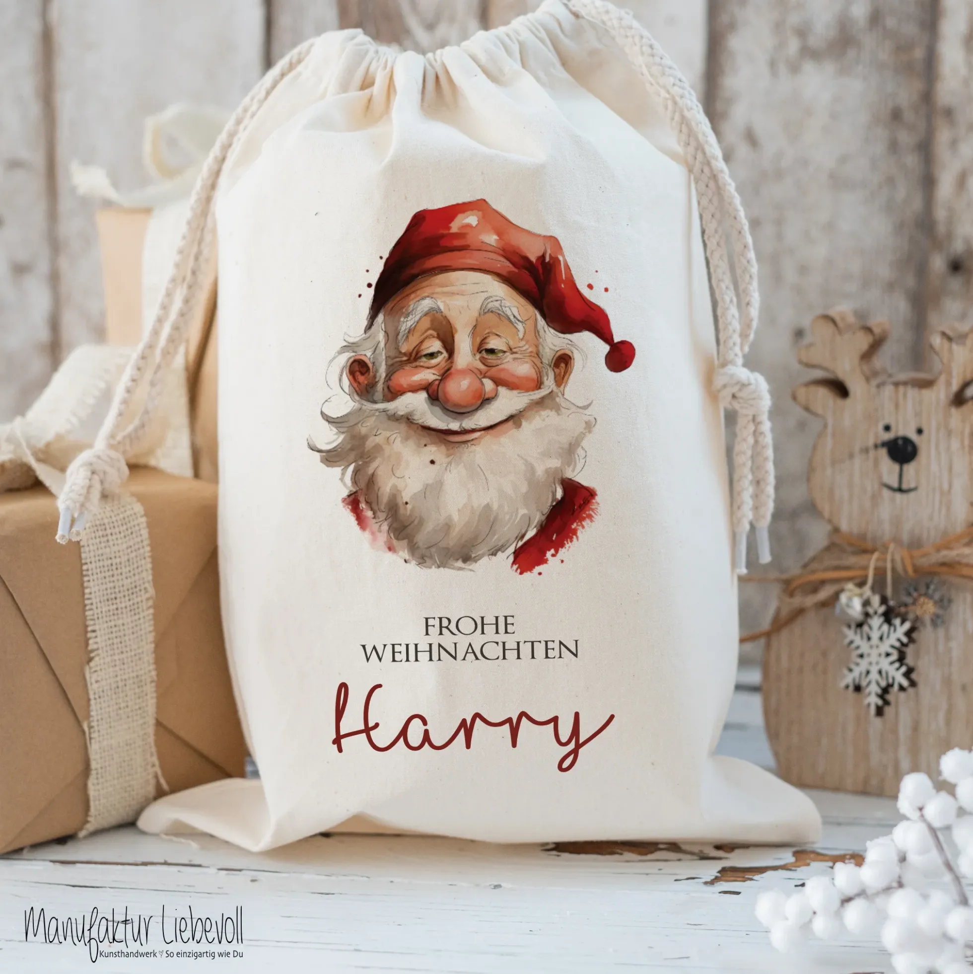 Geschenksack Namen Nikolaussack "Weihnachtsmann" Kinder Erwachsene Weihnachtsmannsack