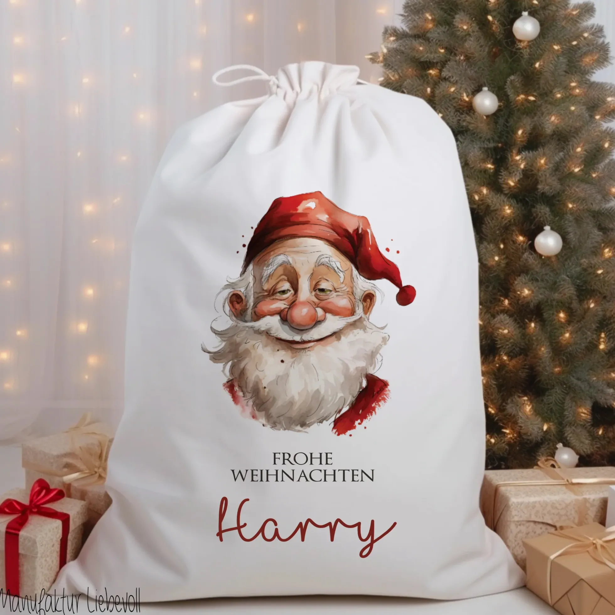 Geschenksack Namen Nikolaussack "Weihnachtsmann" Kinder Erwachsene Weihnachtsmannsack