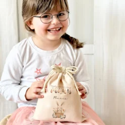 Geschenksack Ostern Osterhase Name Ostertüte zum Befüllen Stoff Ostergeschenke für Baby Kind Osterbeutel Geschenkbeutel