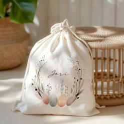 Geschenksack Ostern Osterhase Name Ostertüte zum Befüllen Stoff Ostergeschenke für Baby Kind Osterbeutel Geschenkbeutel