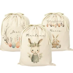 Geschenksack Ostern Osterhase Name Ostertüte zum Befüllen Stoff Ostergeschenke für Baby Kind Osterbeutel Geschenkbeutel