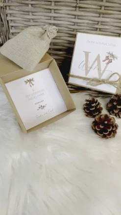 Geschenkschachtel Frohe Weihnachten I Geschenk Box Monogramm mit Namen Personalisiert I Weihnachtsgeschenk Karte I 3 Varianten