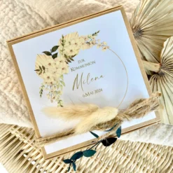 Geschenkschachtel mit Karte Jugendweihegeschenk, Konfirmaion Geschenk, Kommunion Karte mit Namen, Geldgeschenk Box inkl. Jutebeutel I Manufaktur Liebevoll