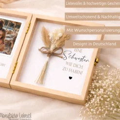 Geschenk Schwester Bruder personalisiert | Geschwister Geschenk Geburtstag Weihnachten | Fotogeschenk Holzbox mit Namen und Spruch