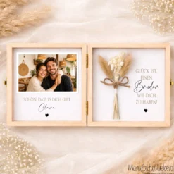 Geschenk Schwester Bruder personalisiert | Geschwister Geschenk Geburtstag Weihnachten | Fotogeschenk Holzbox mit Namen und Spruch