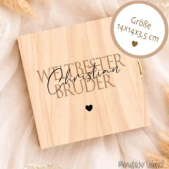 Geschenk Schwester Bruder personalisiert | Geschwister Geschenk Geburtstag Weihnachten | Fotogeschenk Holzbox mit Namen und Spruch