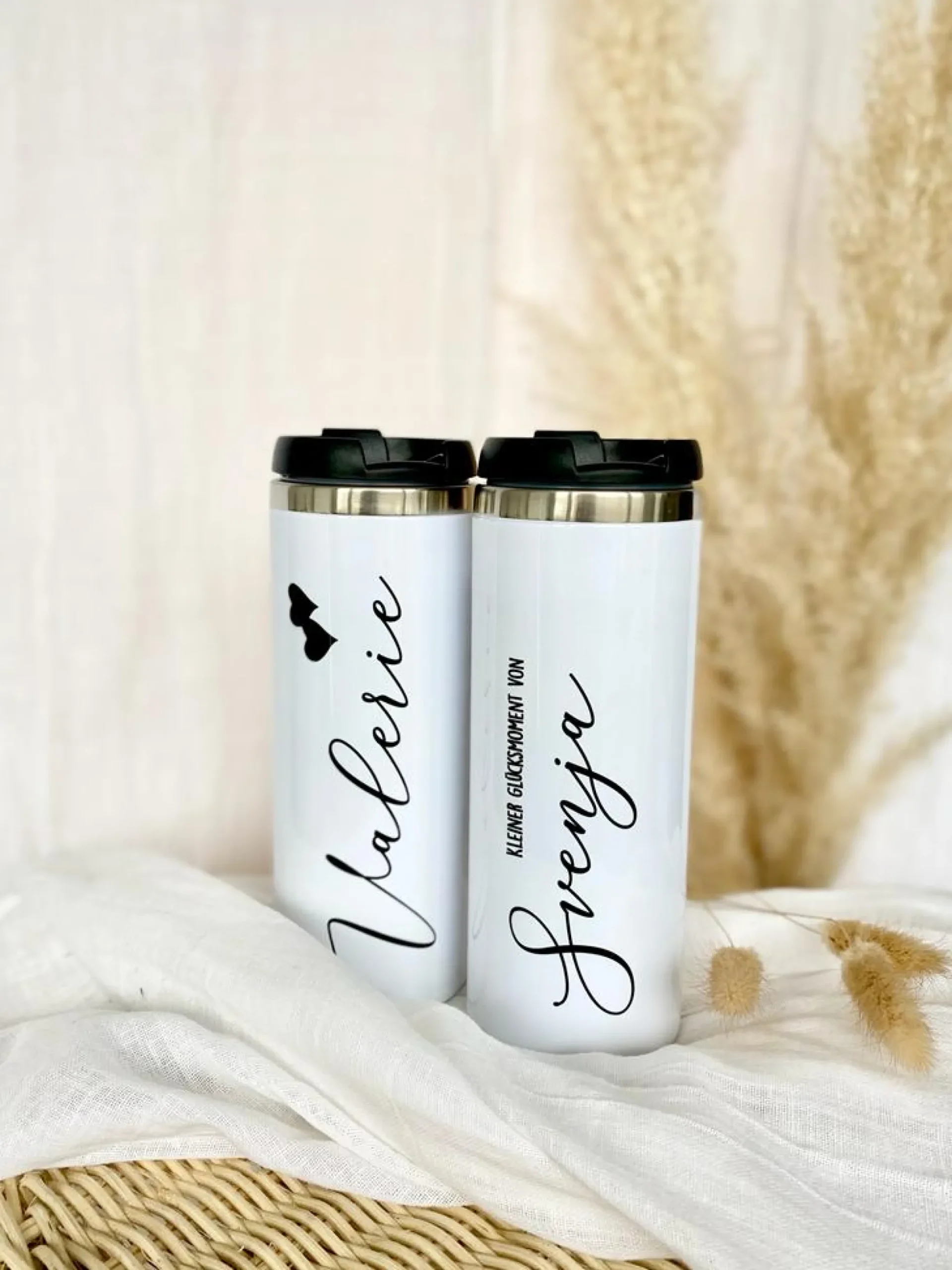 Geschenkset Edelstahl Kaffeebecher to go und Notizbuch mit Namen und Wunschtext für Sie u. Ihn | Geschenkidee zum Geburtstag, als Dankeschön zum Abschied