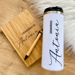 Geschenkset Thermobecher und Notizbuch 