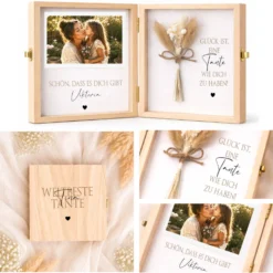 Geschenk Tante Onkel personalisiert | Geburtstagsgeschenk Tante Weihnachten | Nichte Neffe Geschenk Holzbox mit Namen I Onkel Geschenk