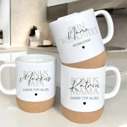 Geschenk Tasse Bonus Mama I Bonus Papa personalisierte Tasse für Stiefmama, Stiefpapa I Wunschtext Tasse mit Namen Geburtstag als Dankeschön