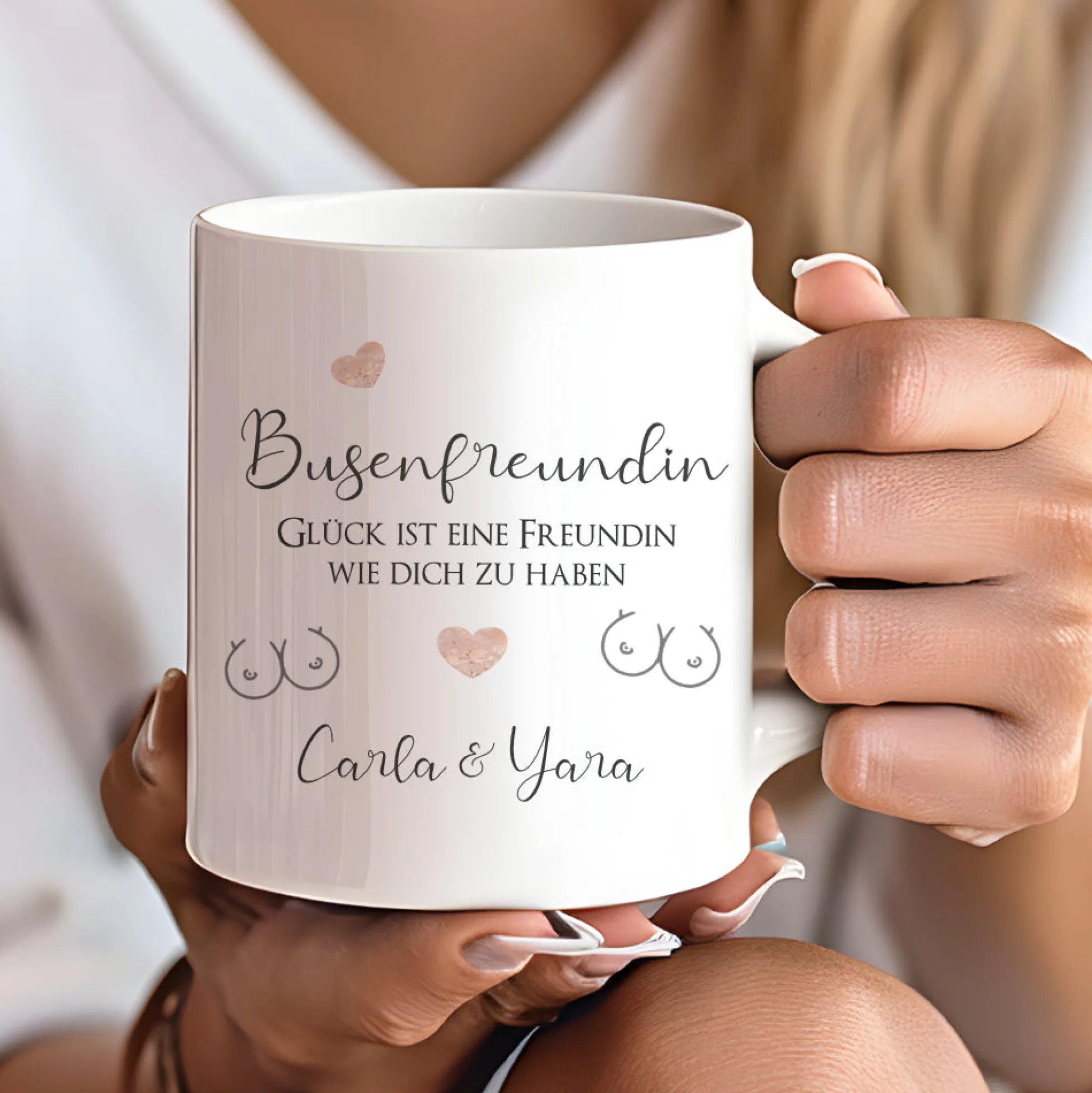 Geschenk Tasse für die Busenfreundin | Keramiktasse mit Spruch und Namen für die beste Freundin