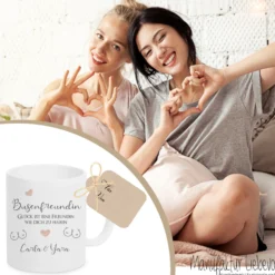Geschenk Tasse für die Busenfreundin | Keramiktasse mit Spruch und Namen für die beste Freundin