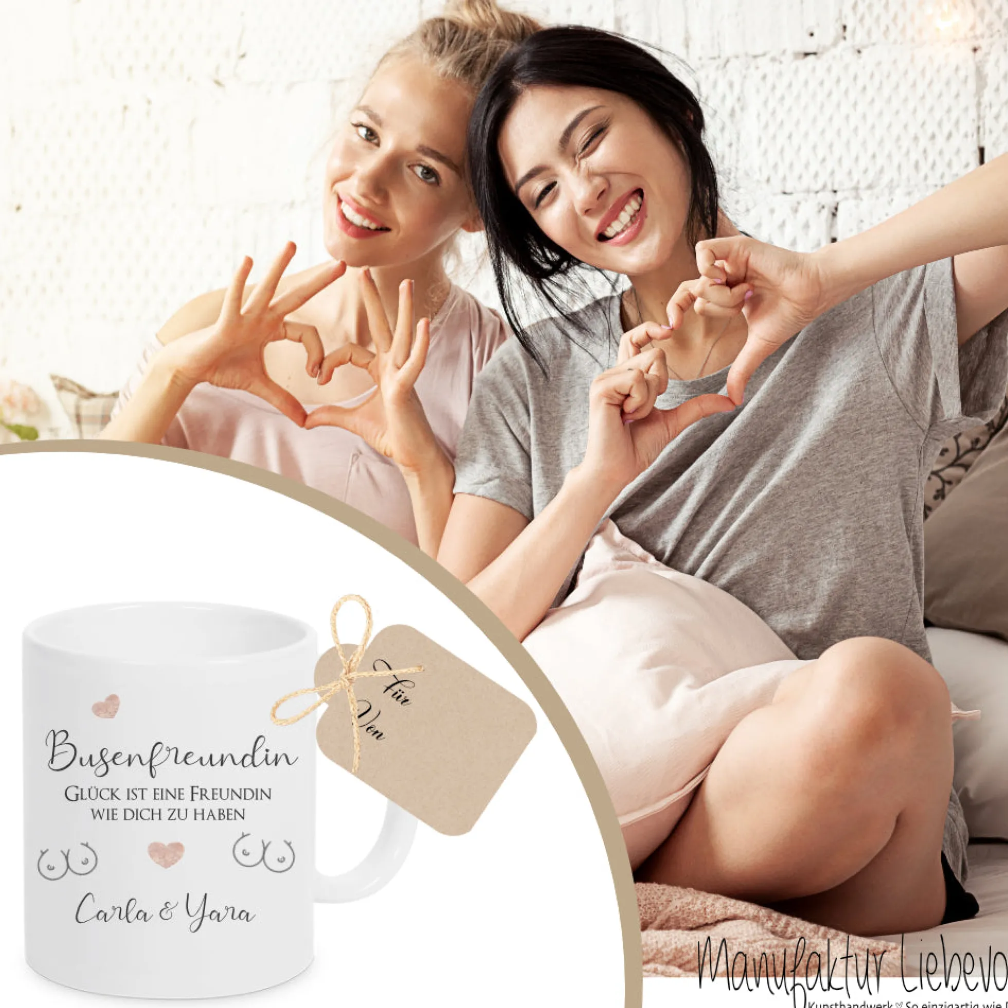 Geschenk Tasse für die Busenfreundin | Keramiktasse mit Spruch und Namen für die beste Freundin
