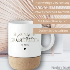 Geschenk Tasse Namen italienisch, Kaffeetasse Tee Tasse Geburtstag, TI AMO Geschenk Freundin Mama Geburtstagsgeschenk Valentinstag Frau