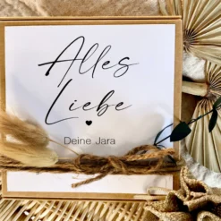 Geschenkverpackung "Alles Liebe" mit personalisierten Wunschtext, Geldgeschenk: Geburtstag, Hochzeit, Ruhestand, Abschied