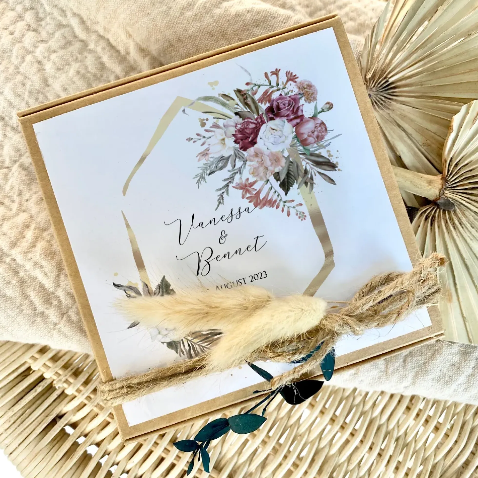 Geschenkverpackung zur Hochzeit, Individuelles personalisiertes Geldgeschenk inkl. Jutebeutel