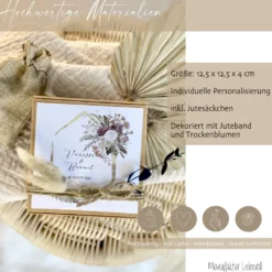 Geschenkverpackung zur Hochzeit, Individuelles personalisiertes Geldgeschenk inkl. Jutebeutel