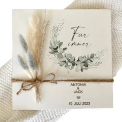 Geschenk zur Hochzeit, Personalisiertes Hochzeitsgeschenk "Für immer", Holzbild mit Namen und Datum des Brautpaares
