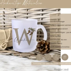 Glas Tasse "Weihnachtsstrümpfe" Weihnachten m. Namen personalisiert I Weihnachtstasse Weihnachtsgeschenk I Nikolaus Geschenk Glühweintasse