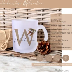 Glas Tasse "Weihnachtsstrümpfe" Weihnachten m. Namen personalisiert I Weihnachtstasse Weihnachtsgeschenk I Nikolaus Geschenk Glühweintasse