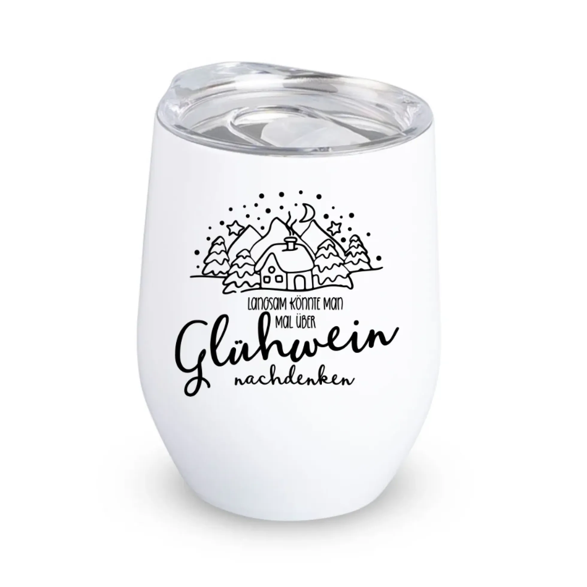 Glühweinbecher Edelstahl mit Deckel – Thermobecher Weihnachten | 350ml, 5 Motive