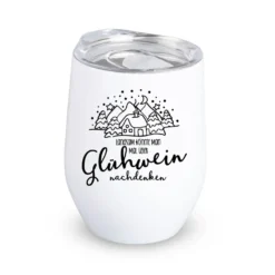 Glühweinbecher Edelstahl mit Deckel – Thermobecher Weihnachten | 350ml, 5 Motive