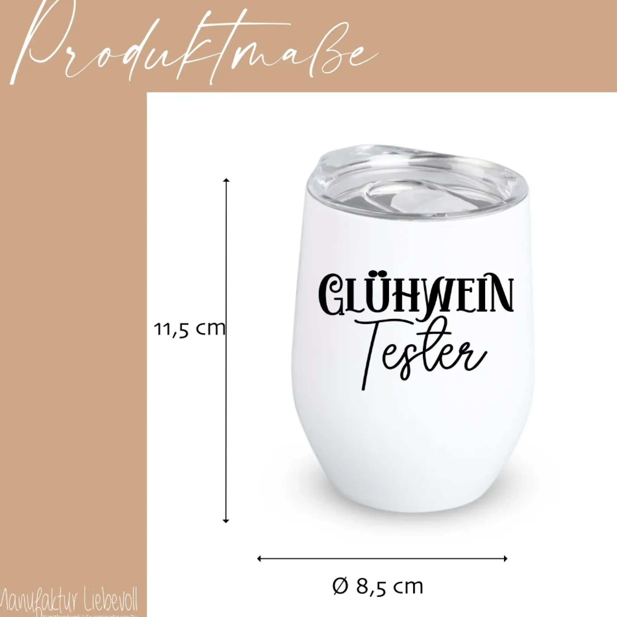 Glühweinbecher Edelstahl mit Deckel – Thermobecher Weihnachten | 350ml, 5 Motive