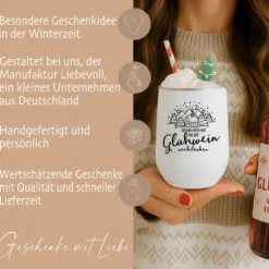 Glühweinbecher Edelstahl mit Deckel – Thermobecher Weihnachten | 350ml, 5 Motive