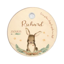 Hase mit Herz Geburtstagsteller für Kinder | Personalisierter Kerzenteller aus Holz für Mädchen und Jungen + Kerze | Geschenkidee zur Geburt, Taufe, Kindergeburtstag | weitere Motive zur Auswahl