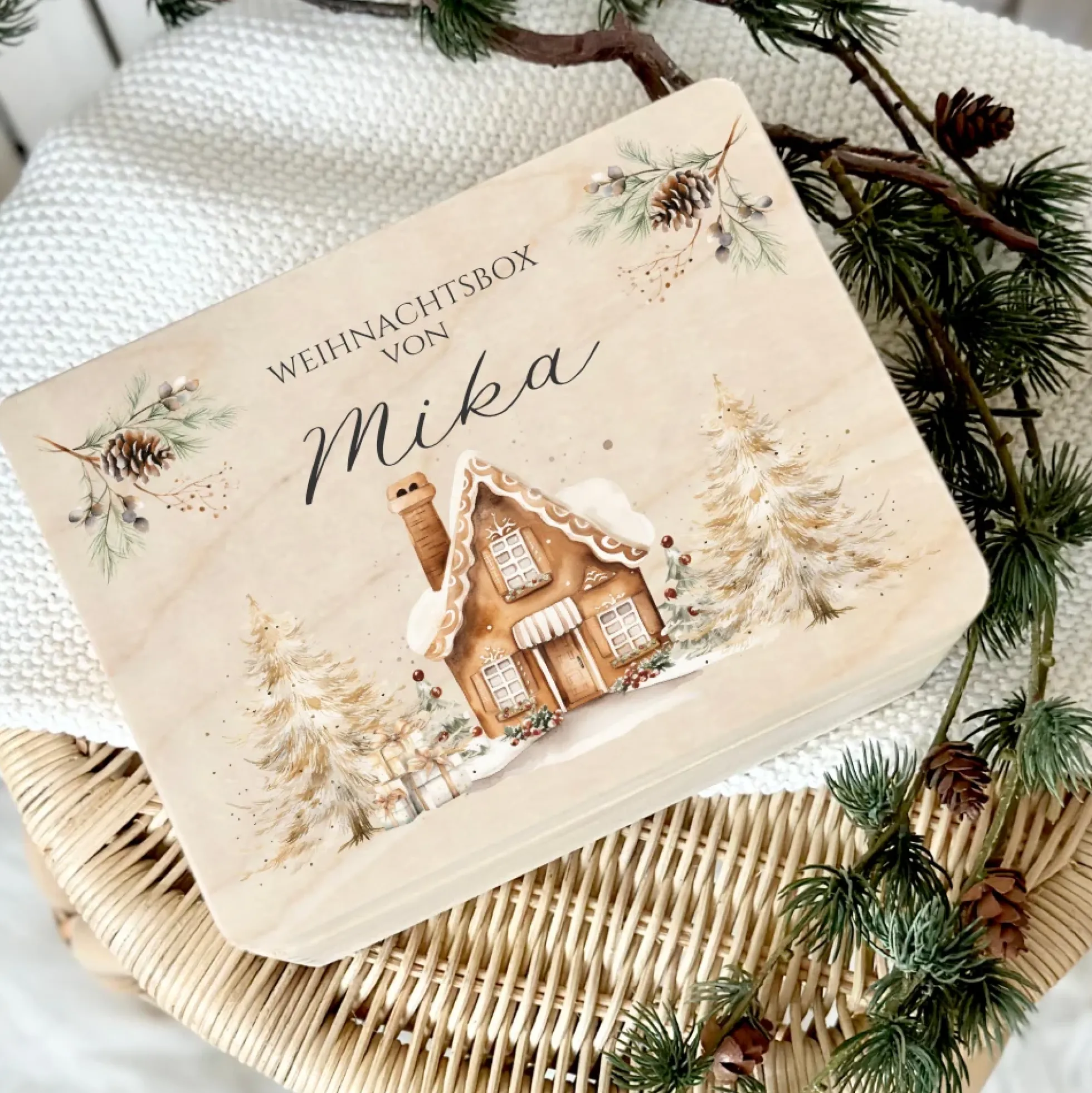 Heiligabend Box Personalisiert Holzbox Personalisiert Weihnachten Geschenk Frohe Weihnachten für Kinder Familie Frauen Freundin Holzkiste