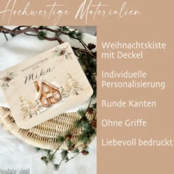 Heiligabend Box Personalisiert Holzbox Personalisiert Weihnachten Geschenk Frohe Weihnachten für Kinder Familie Frauen Freundin Holzkiste