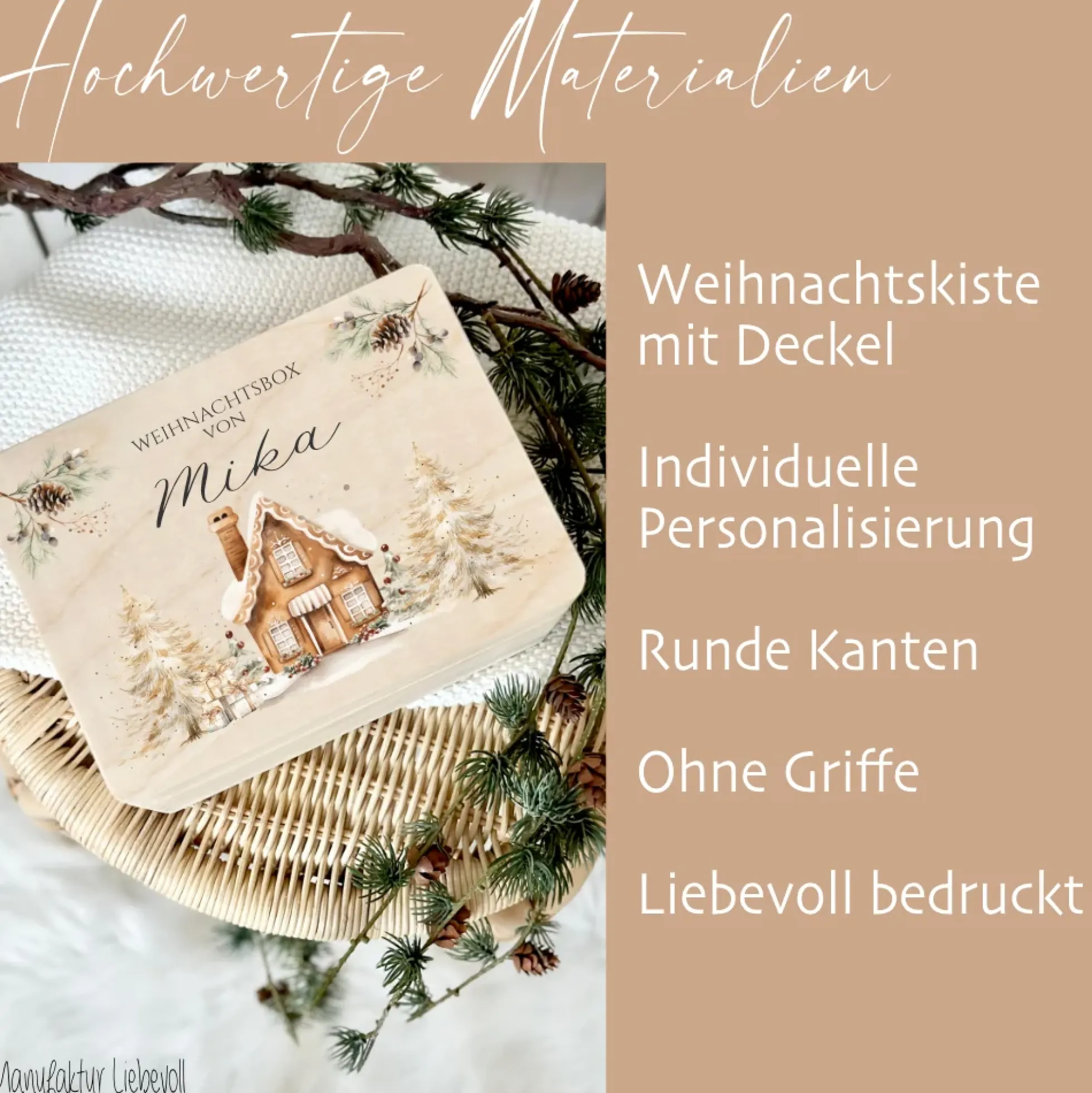 Heiligabend Box Personalisiert Holzbox Personalisiert Weihnachten Geschenk Frohe Weihnachten für Kinder Familie Frauen Freundin Holzkiste