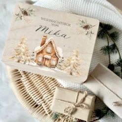 Heiligabend Box Personalisiert Holzbox Personalisiert Weihnachten Geschenk Frohe Weihnachten für Kinder Familie Frauen Freundin Holzkiste